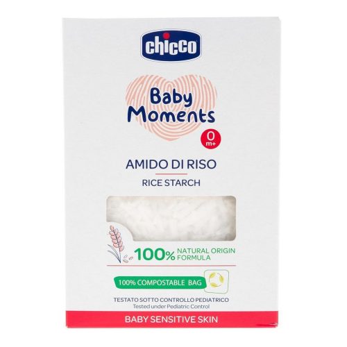 CHICCO Baby Moments Sensitive 100% bio 250 g nyugtató rizskeményítő a fürdetéshez