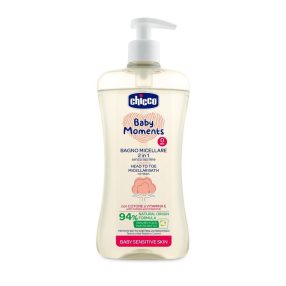   CHICCO Micellás sampon hajra és testre adagolóval Baby Moments Sensitive 94%-ban természetes. komponensek 500 ml