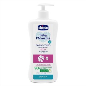   CHICCO testsampon adagolóval Baby Moments Relax 93%-ban természetes összetevőkből 500 ml