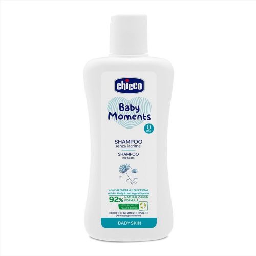 CHICCO Baby Moments hajsampon 92 % természetes összetevőkből 200 ml