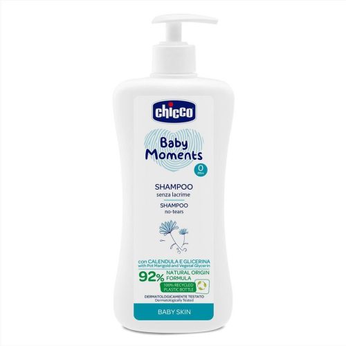 CHICCO Baby Moments 92 % természetes összetevőkből álló hajsampon adagolóval 500 ml