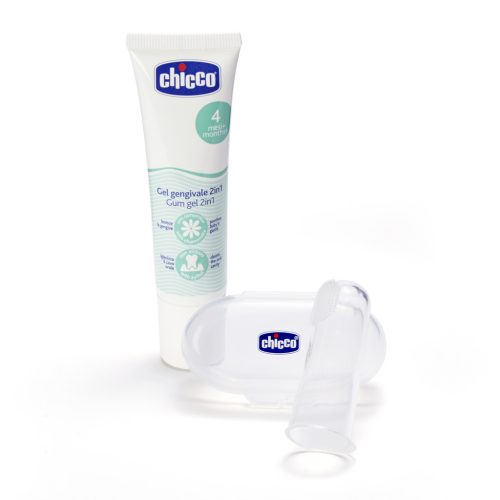 CHICCO Nyugtató fogzselé és ujjkefe készlet tokkal 4m+