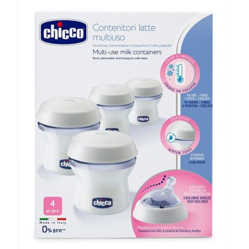 CHICCO Többcélú anyatejtartályok palack fogantyúval Natural Feeling, 4db
