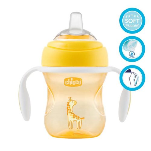 CHICCO Tanuló pohár Transition fogantyúkkal 200 ml sárga 4h+
