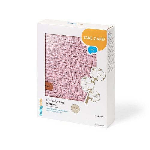 BabyOno takaró organikus pamut kötött 75x100cm rózsaszín 1647/01