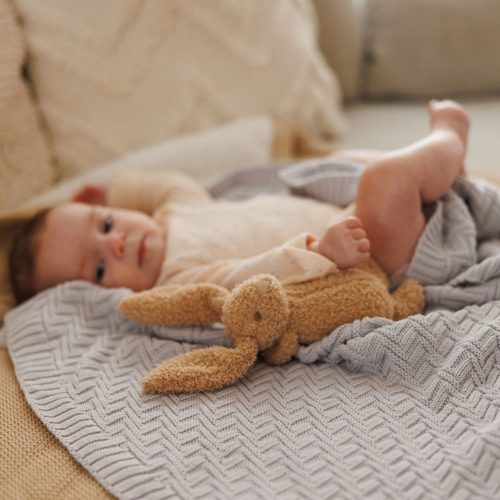 BabyOno takaró organikus pamut kötött 75x100cm szürke 1647/02