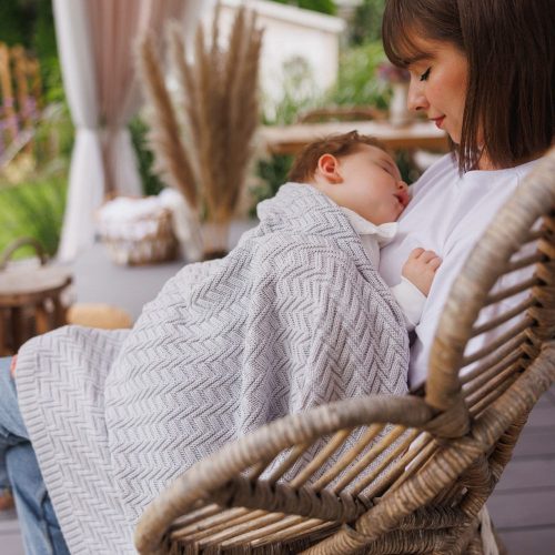 BabyOno takaró organikus pamut kötött 75x100cm szürke 1647/02