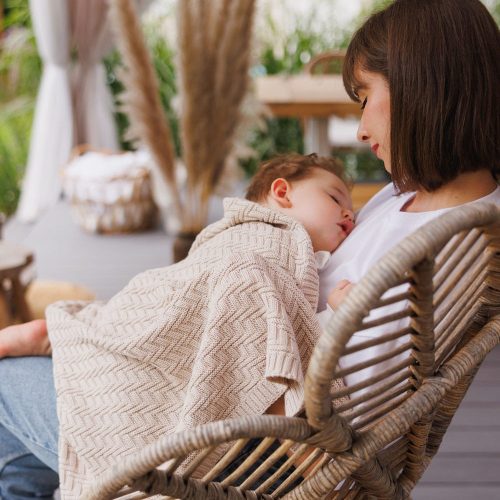 BabyOno takaró organikus pamut kötött 75x100cm bézs 1647/03