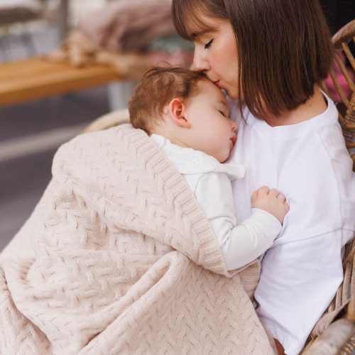 BabyOno takaró merino gyapjú kötött 75x100cm világos bézs 1648/01