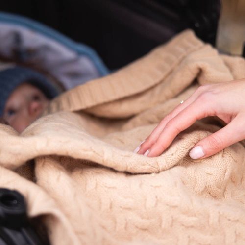 BabyOno takaró merino gyapjú kötött 75x100cm sötét bézs 1648/02