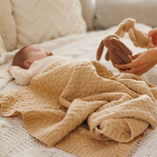 BabyOno takaró merino gyapjú kötött 75x100cm sötét bézs 1648/02