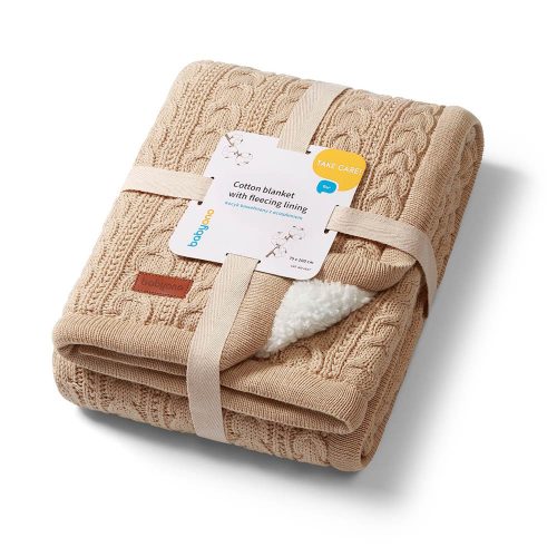 BabyOno babatakaró pamut/sherpa kötött 75x100cm bézs 1657