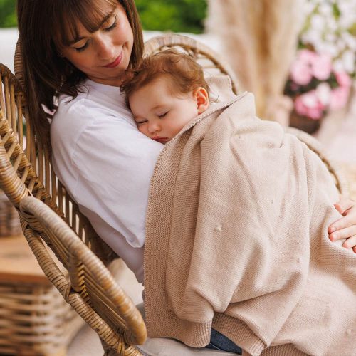 BabyOno babatakaró pamut/flanell kötött 75x100cm bézs 1671/02