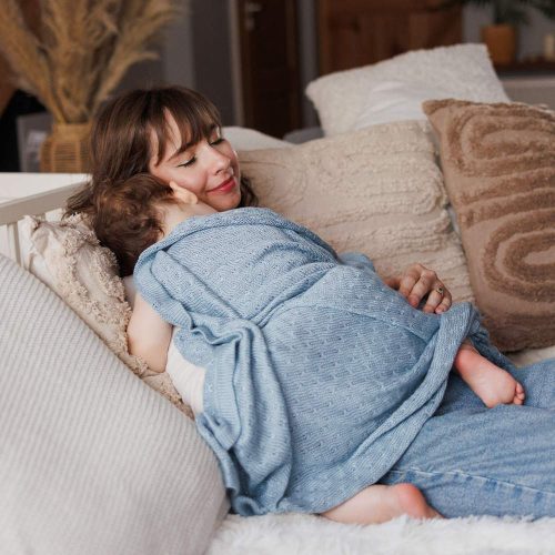 BabyOno babatakaró bambusz kötött 75x100cm kék 1673/04