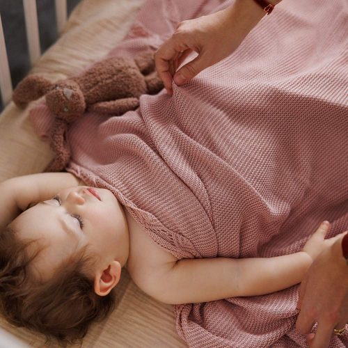 BabyOno babatakaró bambusz kötött 75x100cm rózsaszín 1674/01