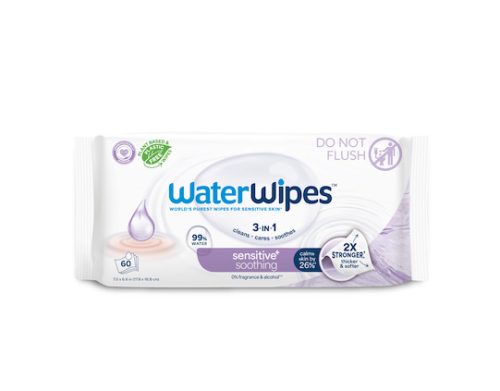 6x WATERWIPES Műanyagmentes nedves törlőkendők Soothing clean 60 db  ( 360 db )