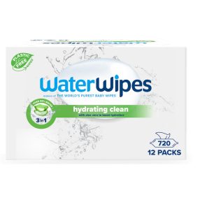   12x WATERWIPES Műanyagmentes nedves törlőkendők Hydrating clean 60 db  ( 720 db )