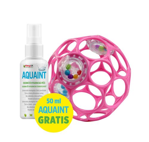 OBALL Játék Oball RATTLE 10 cm sötét rózsaszín 0m+Aquaint 100% ökológiai tisztítóvíz 50 ml