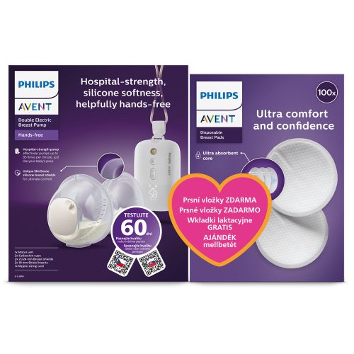 Philips AVENT Elektromos mellszívó Hands-Free DUO Premium Plus SCF532/11+Ajándék
