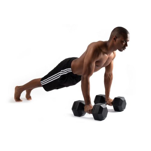 Hatszögletű gumírozott kézisúlyzó Trendy 5 kg