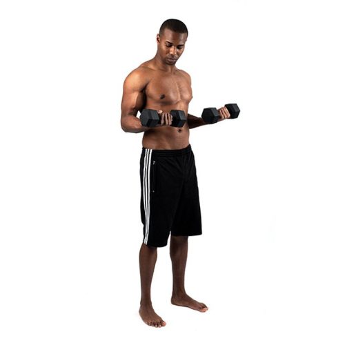 Hatszögletű gumírozott kézisúlyzó Trendy 5 kg