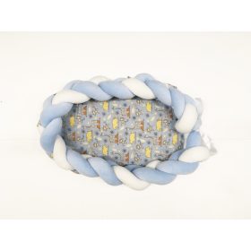   Babafészek szilikongolyó töltettel levehető plüss fonott fejvédővel,  kivehető kókuszbetéttel vagy szivacsbetéttel 40*70 cm  babafészek szafaris