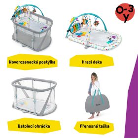   BABY EINSTEIN Kiságy járókával és zongorával 3 az 1-ben Kick & Snooze™ 0 m+