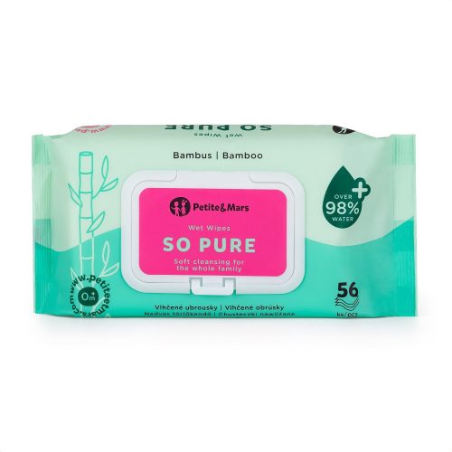 PETITE&MARS Nedves törlőkendő SO PURE bambusz, biológiailag lebomló, 56 db
