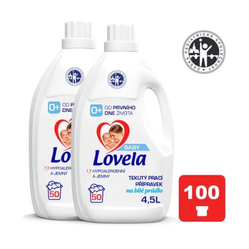 2x LOVELA Baby folyékony mosószer fehér ágyneműhöz 4,5 l / 50 mosás