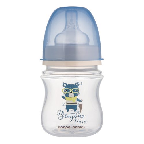 CANPOL BABIES Széles szájú üveg Bonjour Paris 120 ml kék