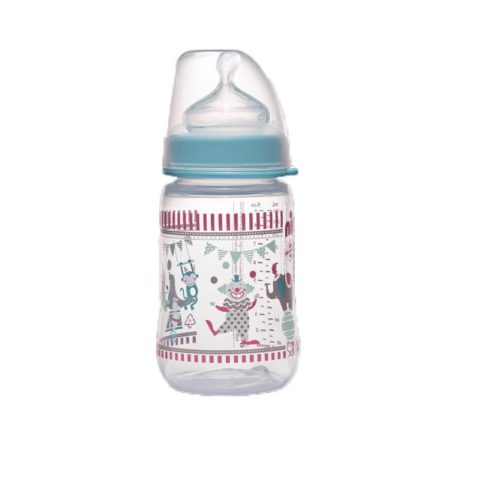 NIP PP széles szájú cumisüveg 260ml tejes cumival fiús