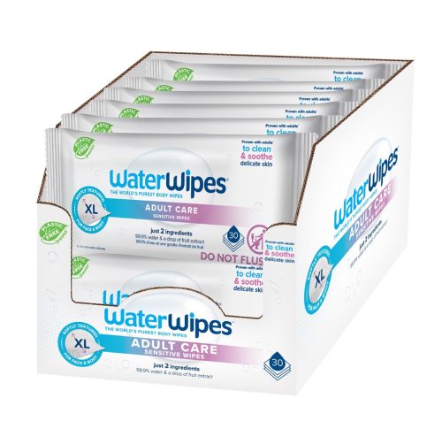 12x WATERWIPES Nedves törlőkendő Adults műanyagmentes 30 db ( 360 db )