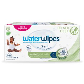   9x WATERWIPES Nedves törlőkendők, műanyagmentes Soapberry 60 db ( 540 db )