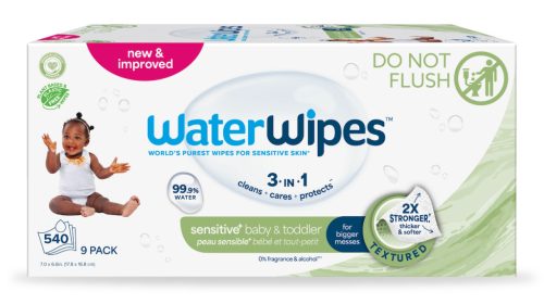 9x WATERWIPES Nedves törlőkendők, műanyagmentes Soapberry 60 db ( 540 db )