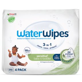   4x WATERWIPES Nedves törlőkendők, műanyagmentes Soapberry 60 db (240 db)