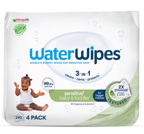 4x WATERWIPES Nedves törlőkendők, műanyagmentes Soapberry 60 db (240 db)