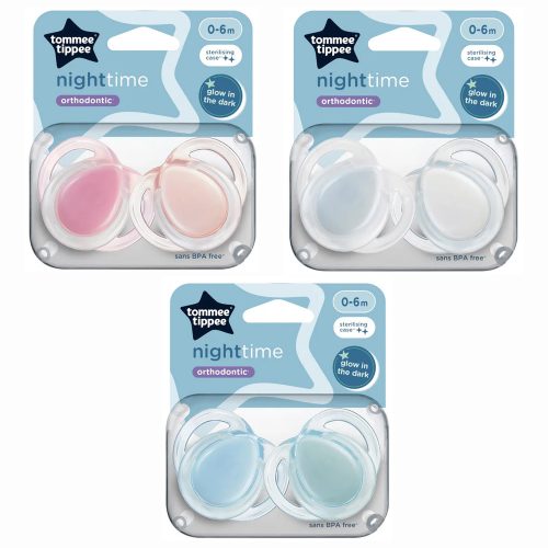 Tommee Tippee játszócumi CTN Night 2 db 0-6 hó pasztell