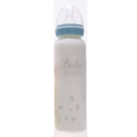   BabyBruin® hőálló üveg cumisüveg 240 ml szilikon etetőcumival, cseppmentes kupakkal fiú