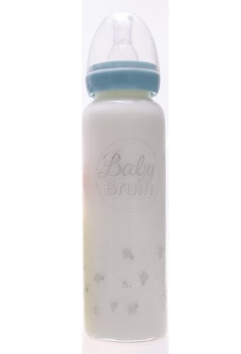 BabyBruin® hőálló üveg cumisüveg 240 ml szilikon etetőcumival, cseppmentes kupakkal fiú