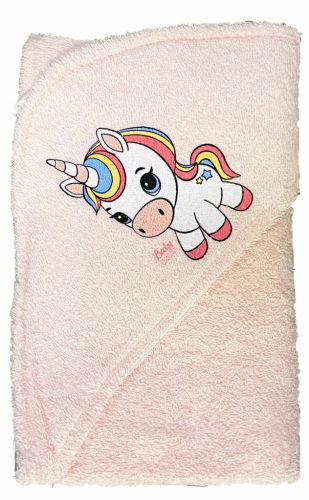 Fürdőlepedő kapucnis 80*90cm rózsaszín unikornis