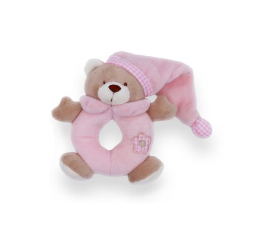 BB Plüss maci csörgő 14 cm pasztell rózsa
