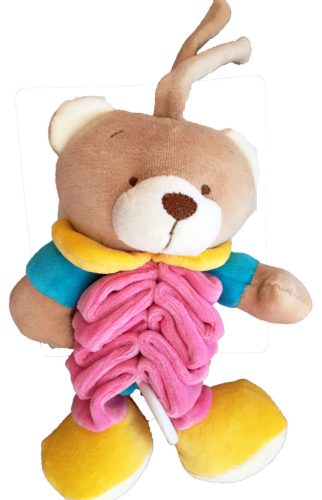 BB Plüss maci harmónika zenélő 32cm élén rózsaszín
