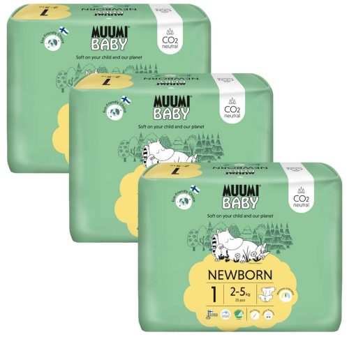 MUUMI Baby 1 Newborn 2-5 kg (75 db), havi csomag ökopelenka