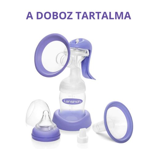 Lansinoh 2 fázisú kézi mellszívó Soothies regeneráló mellpárnával szettben