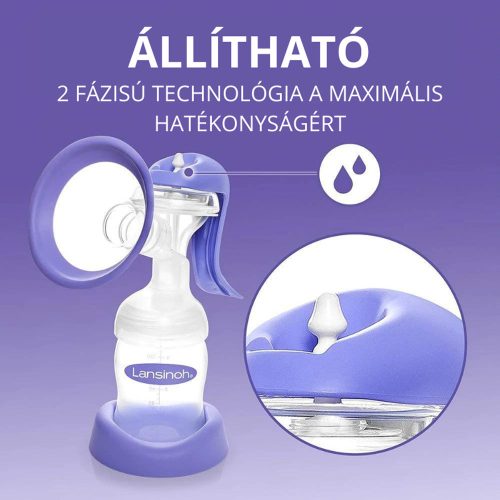 Lansinoh 2 fázisú kézi mellszívó Soothies regeneráló mellpárnával szettben