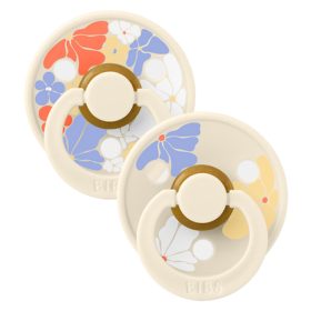   BIBS játszócumi - Studio Virágzás Colour natúr kaucsuk 0-6 hó krémfehér mix 2 db