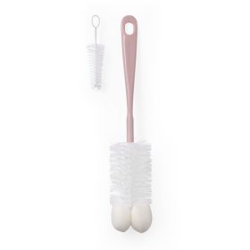 BABYONO Kefa na dojčenské fľaše s mini kefkou Pink