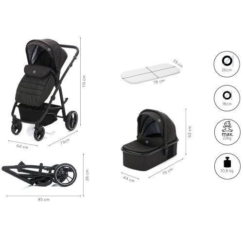 Fill multifunkciós babakocsi Jaguar sötétszürke melange 775-17