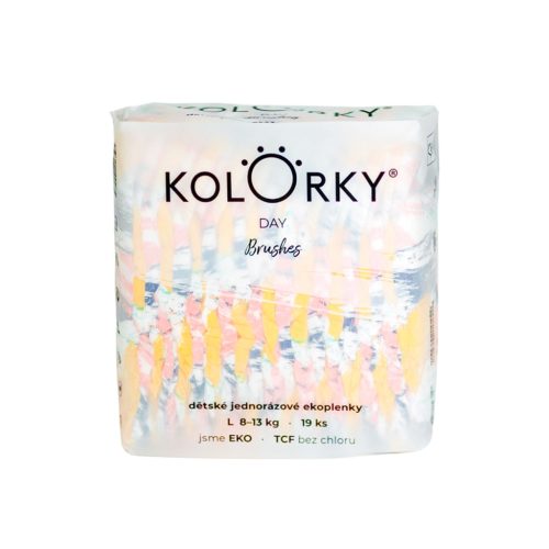 KOLORKY DAY Egyszer használatos öko pelenkák, L méretű ecset (8-13 kg) 19 db