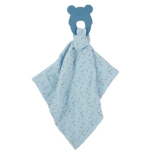 NATTOU Szilikon  BPA mentes rágóka pamut takaróval 28 x 28 cm blue